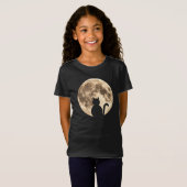 T-Shirt Pleine lune de chat noir Silhouette (Devant entier)