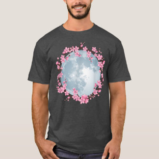 T-shirt Pleine lune de couronne de fleurs de cerisier Saku