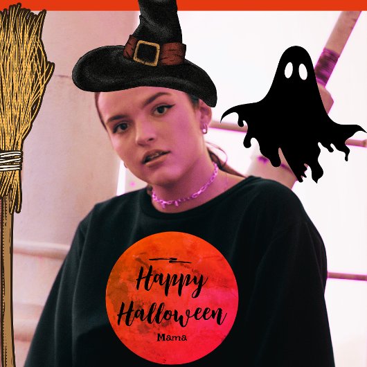 T-shirt Pleine lune de typographie noire orange foncée Hal