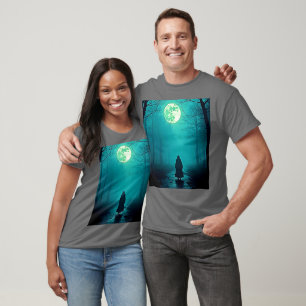 T-shirt Pleine lune éffrayante Conception nocturne
