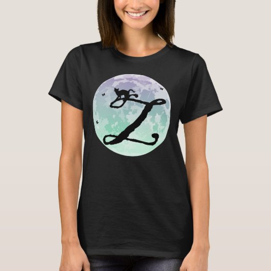 T-shirt Pleine lune et Cat X Monogramme initial (Devant)
