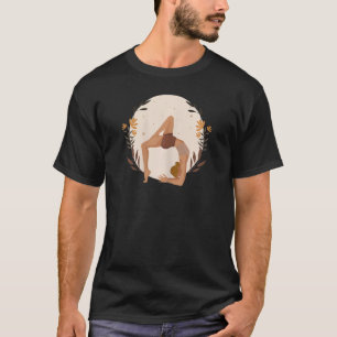 T-shirt Pleine lune féminine Yoga vert