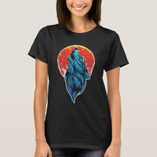 T-shirt Pleine lune Howling Wolf Illustration
