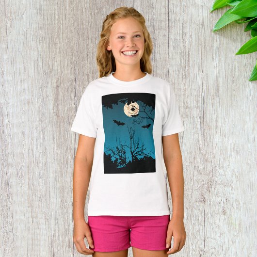 T-shirt Pleine lune nocturne d'Halloween éffrayante et cha