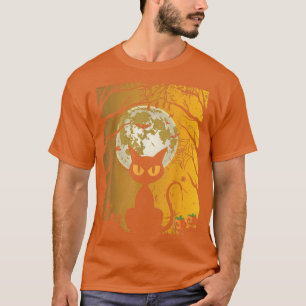 T-shirt Pleine lune WItch noir Chat Halloween Vintage