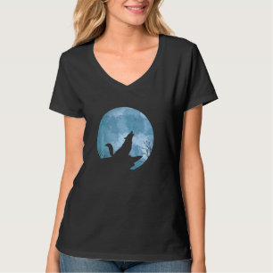 T-shirt Pleine lune Wolf Howling Forest Animal Predator Wo