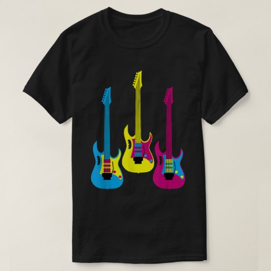 T-shirt Plomb graphique de guitare électrique CMYK Multico (Design devant)