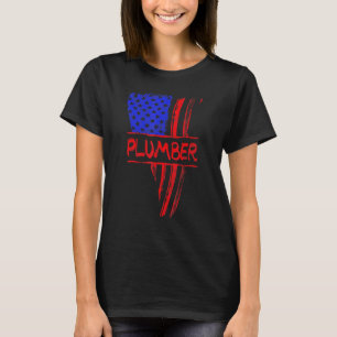 T-shirt Plomber American Flag Plumbing Triangulaire Usa Pa