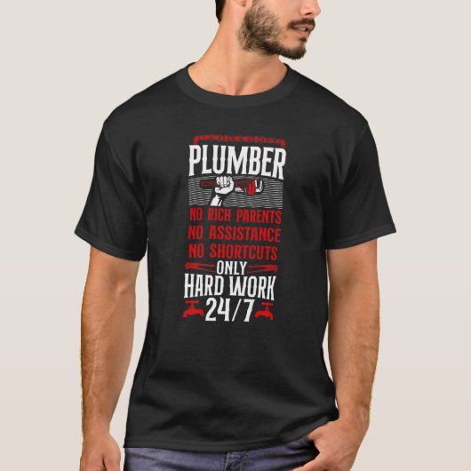 T-shirt Plomber Plomber Plomber Non Parents Riches Pas d'a (Devant)