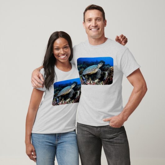 T-shirt Plongée avec tortue et poisson (Unisexe)