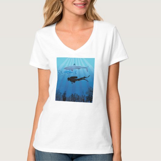 T-shirt Plongée de requin Plongée plongée (Devant)