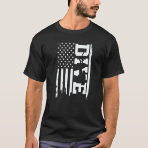 T-shirt Plongée Drapeau Américain Plongée en Scaphandre