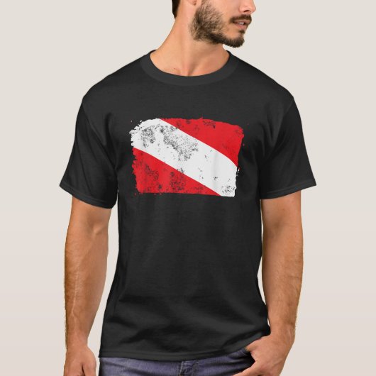 T-shirt Plongée Plongée Diver Drapeau Distressed Mer Océan (Devant)