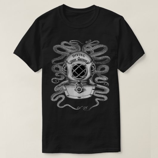 T-shirt Plongée Plongée Sueur Cool Octopus Plongée profond (Design devant)