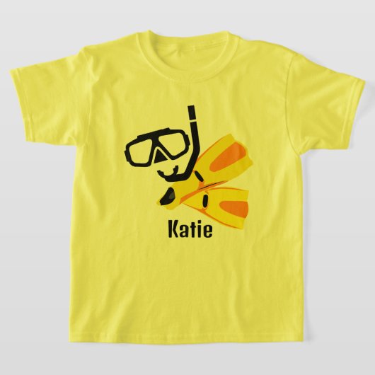 T-shirt Plongée Snorkel Fins Personnalisé Filles Enfants T (Poser)