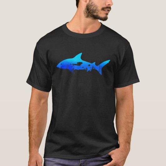 T-shirt Plongée sous l'eau Plongée Plongée Plongeur requin (Devant)