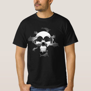T-shirt Plongée sous-marine Crâne et requins Design graphi