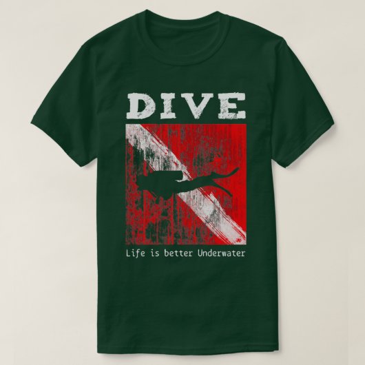 T-shirt Plongée sous-marine Drapeau La vie est meilleure s (Design devant)