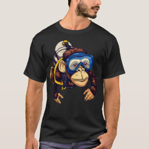 T-shirt Plongée Sous-Marine Monkey Cute Monkey Dans Plongé