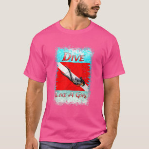 T-shirt Plongée Sous-Marine Plongée Comme Une Fille