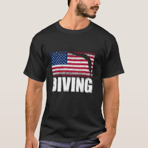 T-shirt Plongée Sports Retro American Flag USA America Div