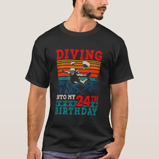 T-shirt Plongeon Dans Mon 24E Saut En Parachute (Devant)