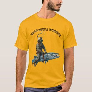T-shirt Plongeur casque vintage à bord d'un poisson Barrac