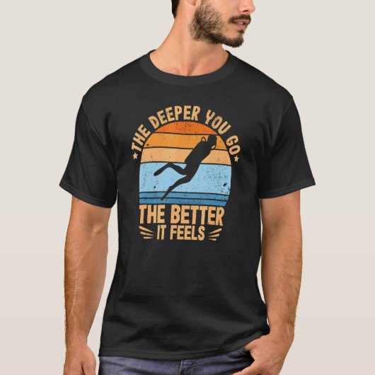 T-shirt Plongeur descendant plus profond plongée en apnée (Devant)