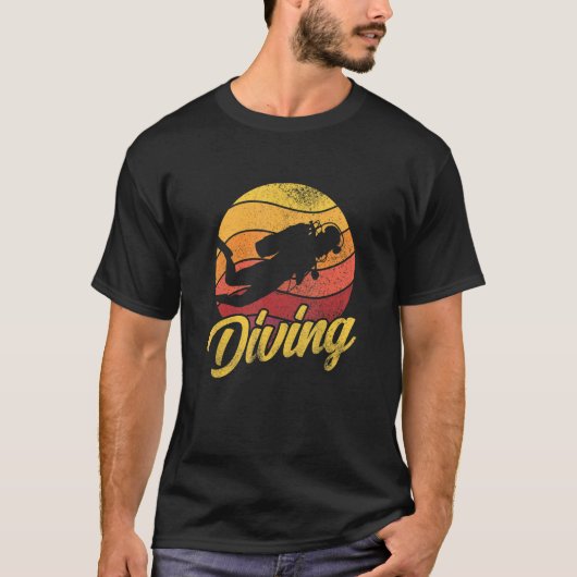 T-shirt Plongeur en apnée graphique rétro Plongée en scaph (Devant)