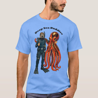 T-shirt Plongeur en scaphandre autonome posant avec une pi