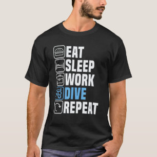 T-shirt Plongeur Manger Sommeil Plongée en scaphandre Plon