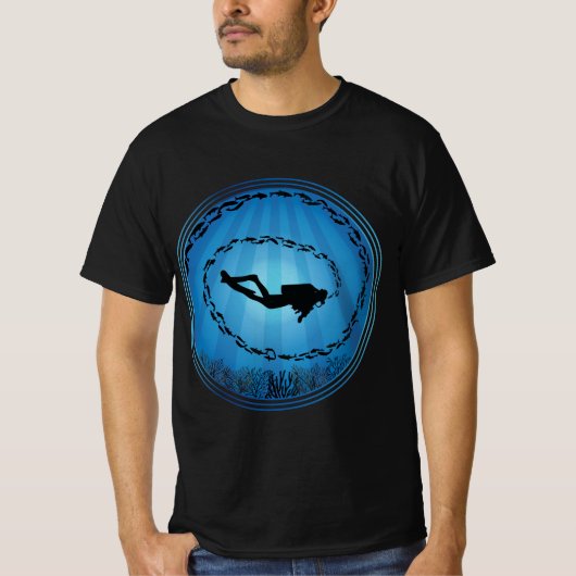 T-shirt Plongeur Scuba Entouré (Devant)