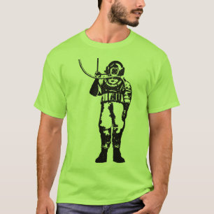 T-shirt Plongeur vintage de mer profonde avec le casque de