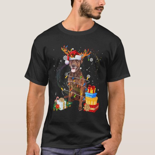 T-shirt Plott Hound Dog Reindeer Père Noël Christmas Funny (Devant)