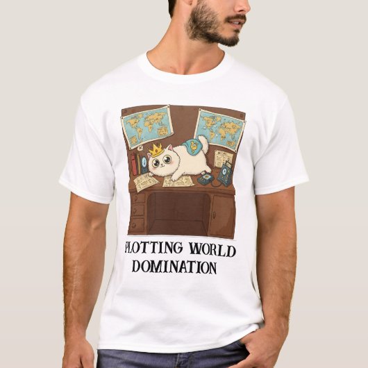 T-shirt Plotting World Domination Drôle Chat (Devant)