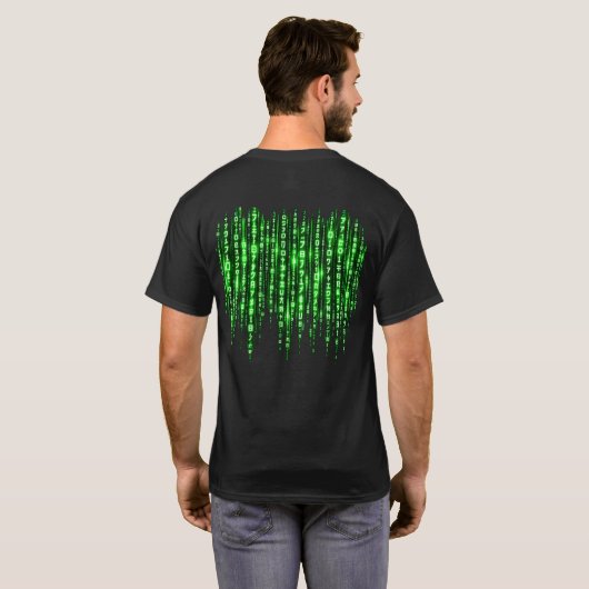 T-shirt Pluie de code numérique vert – Style Matrix Cyberp (Dos entier)