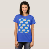 T-shirt Pluie de nuages de soleil Design Motif bleu (Devant entier)