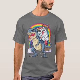 T-shirt Pluie Française De Chiens De Filles Unicorn Dinosa