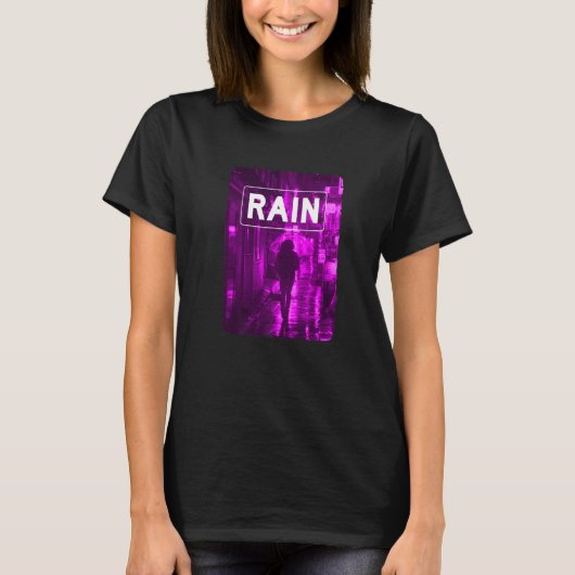 T-shirt Pluie Japonaise Street nuit Conception violette (Devant)