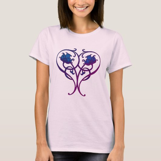 T-shirt Plum Blue Floral Art Design (Devant)