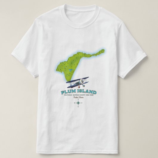 T-shirt Plum Island, comté de Southold Suffolk, carte de N (Design devant)