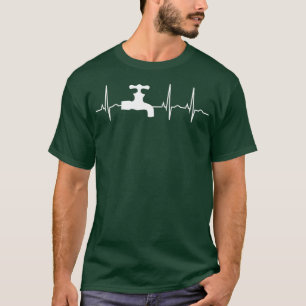 T-shirt Plumber Faucet Heartbeat EKG Pulse Cool Plumbing