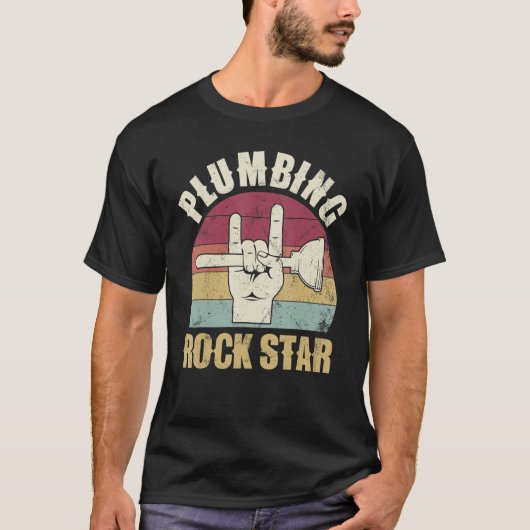 T-shirt Plumbing rockstar, funny plumber, toilet plunger h (Devant)