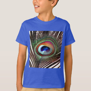 T-shirt Plume colorée de paon en cuivre