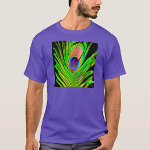 T-shirt Plume de paon aux couleurs néon