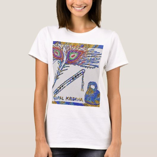 T-shirt Plume de paon et Flûte - Hare Krishna (Devant)