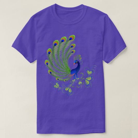 T-shirt Plume Peacock Blue et Green Feathes (Design devant)