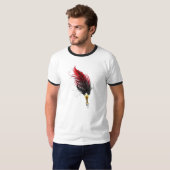 T-shirt Plume rouge avec pointe en or (Devant entier)