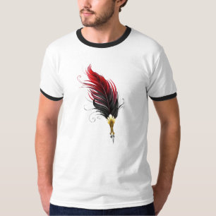 T-shirt Plume rouge avec pointe en or