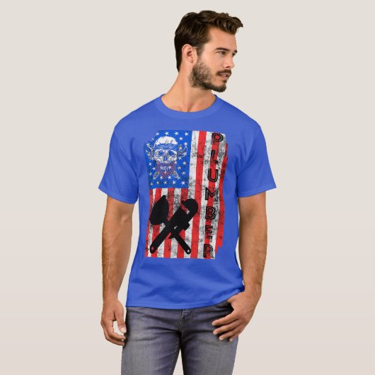 T-shirt Plumer American Flag Pipefitter Amérique 4e (Devant entier)
